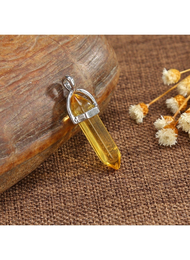 قلادة من حجر الكوارتز الطبيعي، مجوهرات للنساء والرجال، كريستال أصفر